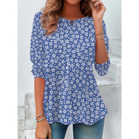 Women's Floral Long Sleeve Tee T-shirt Crew Neck Printing Casual Spring/Fall Graphic Tee Top