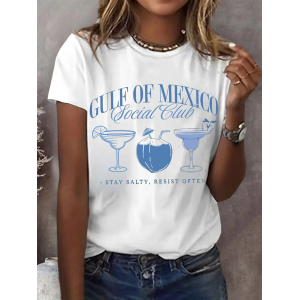 Women's Text Letters Short Sleeve Tee T-shirt Crew Neck Printing Casual Summer Graphic Tee Top