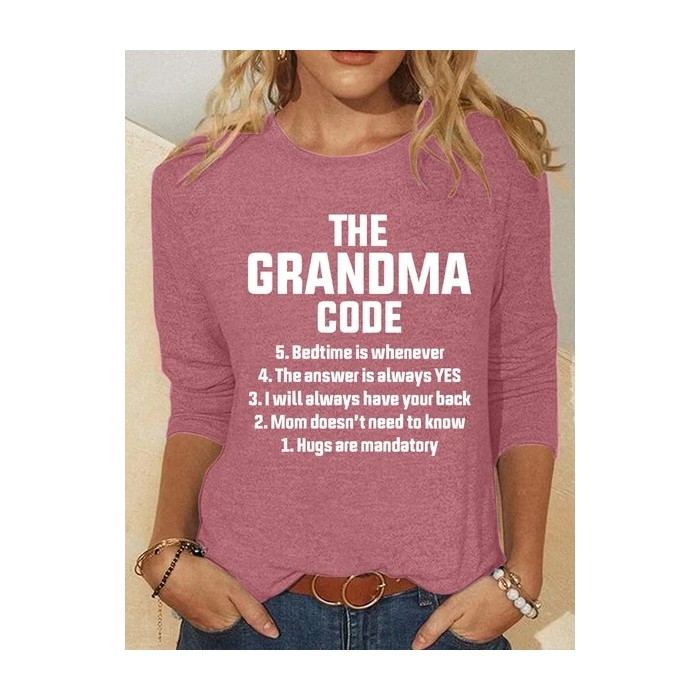 Women's Funny Grandma Code Long Sleeve Crew Neck T-Shirt