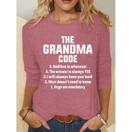 Women's Funny Grandma Code Long Sleeve Crew Neck T-Shirt