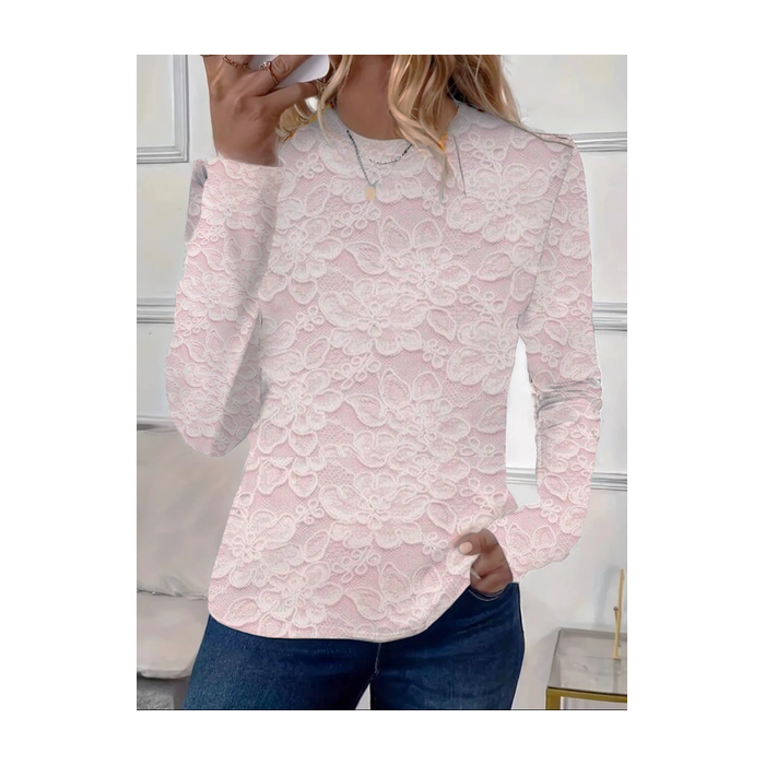 Women's Floral Long Sleeve Tee T-shirt Crew Neck Printing Casual Spring/Fall Graphic Tee Top