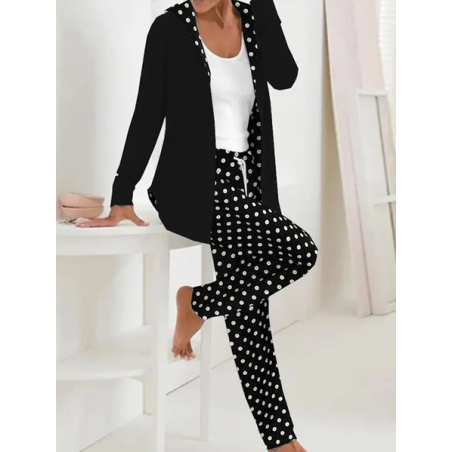 Women's Polka Dots Daily Going Out Two Piece Set Long Sleeve Casual Spring/Fall Coat With Pants Matching Set