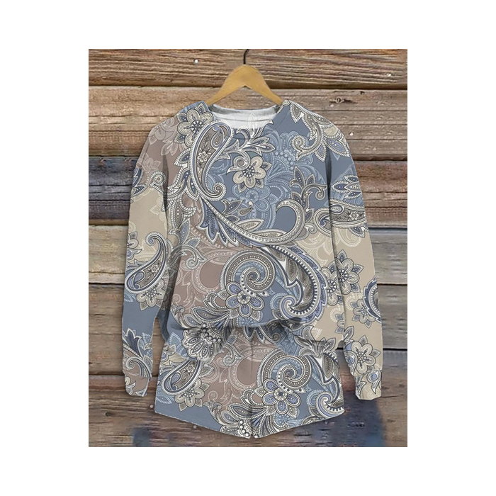 Women's Printing Floral Daily Going Out Two Piece Set Long Sleeve Casual Spring/Fall Top With Pants Matching Set