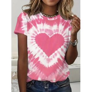 Women's Short Sleeve Tee T-shirt Summer Tie Dye Printing Crew Neck Casual Graphic Tee Top