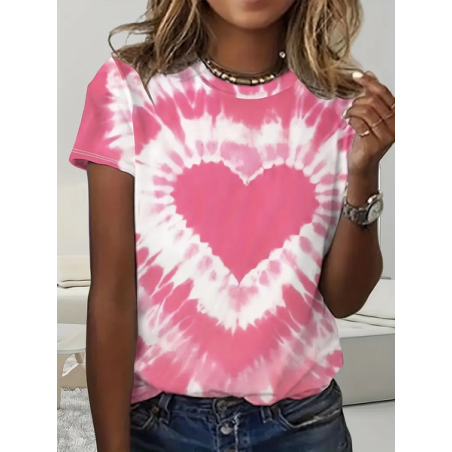 Women's Short Sleeve Tee T-shirt Summer Tie Dye Printing Crew Neck Casual Graphic Tee Top
