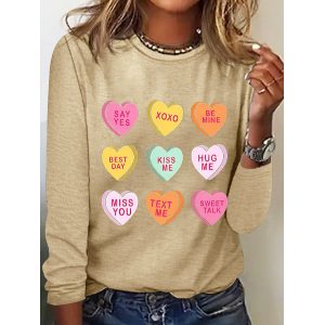 Women's Long Sleeve Tee T-shirt Spring/Fall Text Letters Printing Crew Neck Casual Graphic Tee Top