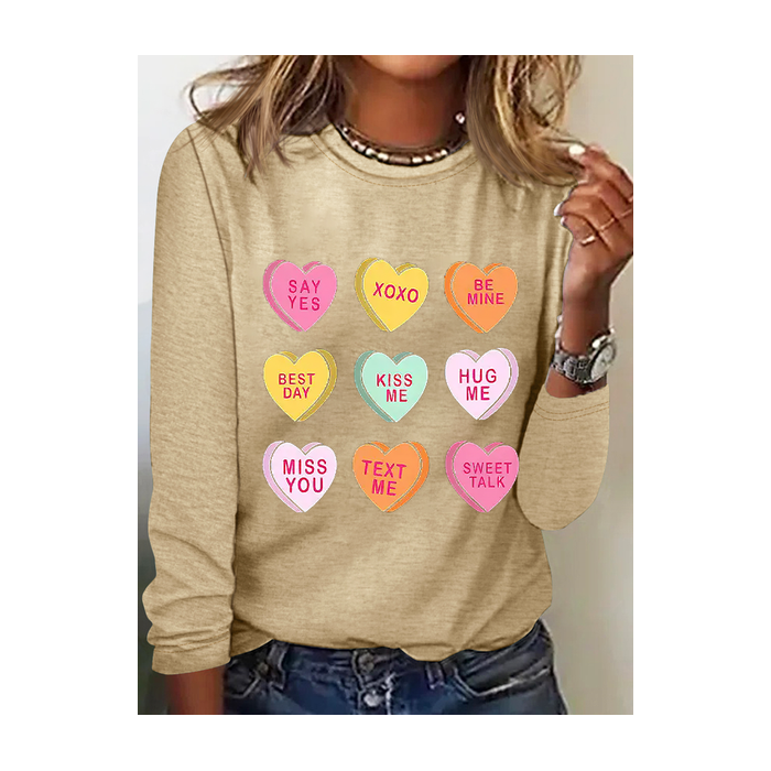 Women's Long Sleeve Tee T-shirt Spring/Fall Text Letters Printing Crew Neck Casual Graphic Tee Top