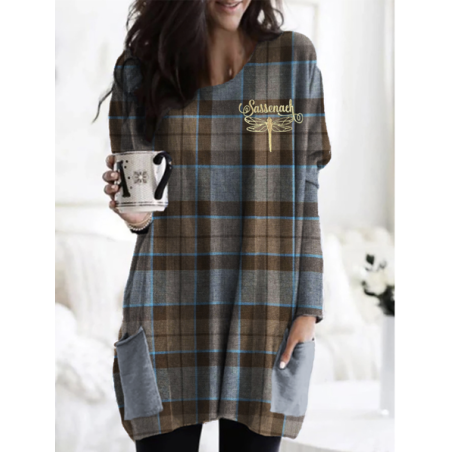 Women's Long Sleeve Tee T-shirt Spring/Fall Geometric Cotton Crew Neck Daily Going Out Vintage Top