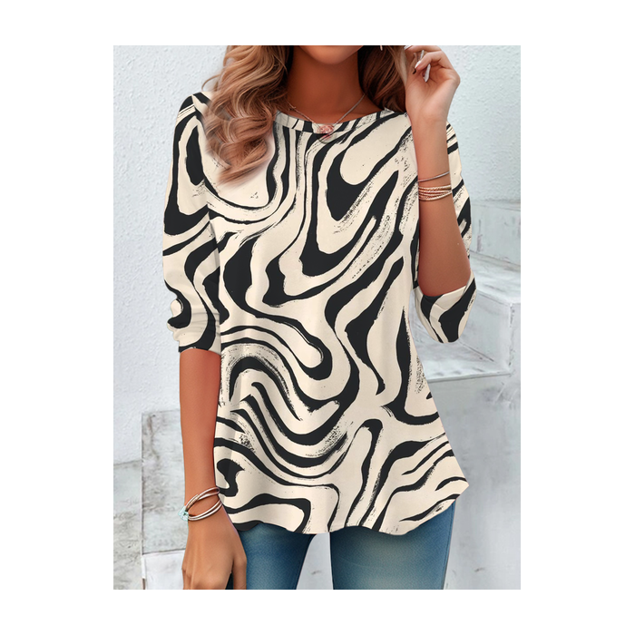 Women's Long Sleeve Tee T-shirt Spring/Fall Zebra Printing Crew Neck Casual Top