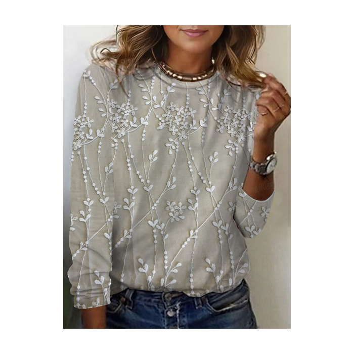 Women's Long Sleeve Tee T-shirt Spring/Fall Floral Jersey Crew Neck Daily Going Out Casual Top