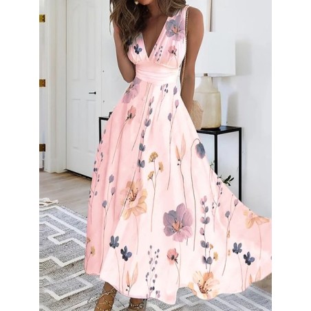 Casual Regular Fit Floral V Neck Dress