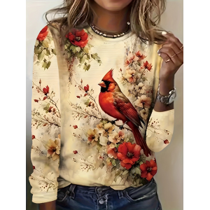 Women's Long Sleeve Tee T-shirt Spring/Fall Floral Jersey Crew Neck Daily Going Out Casual Top