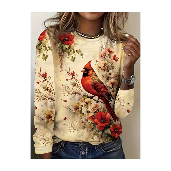 Women's Long Sleeve Tee T-shirt Spring/Fall Floral Jersey Crew Neck Daily Going Out Casual Top