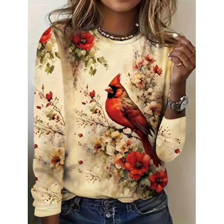 Women's Long Sleeve Tee T-shirt Spring/Fall Floral Jersey Crew Neck Daily Going Out Casual Top