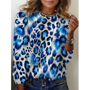 Women's Long Sleeve Tee T-shirt Spring/Fall Abstract Jersey Crew Neck Holiday Going Out Casual Top