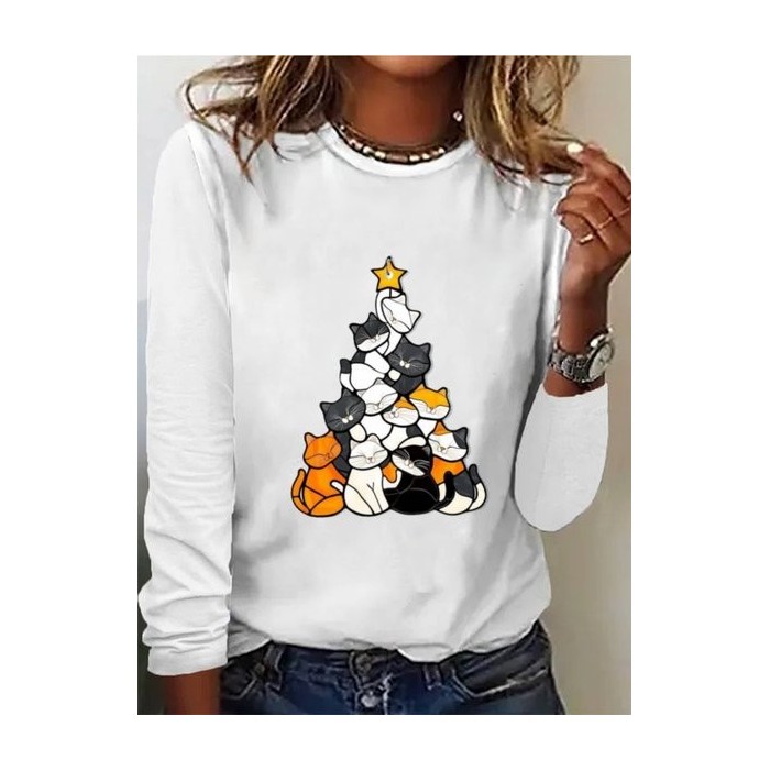 Women's Long Sleeve Tee T-shirt Spring/Fall Dog Jersey Crew Neck Daily Going Out Casual Top