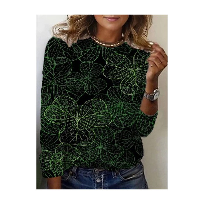 Women's Long Sleeve Tee T-shirt Spring/Fall Abstract Jersey Crew Neck Daily Going Out Casual Top