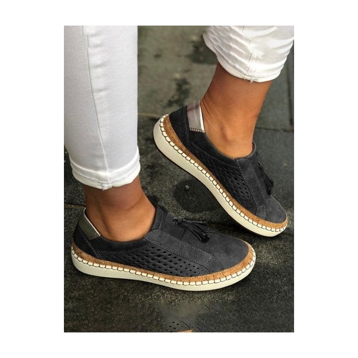 JFN  Slide Flat Heel Hollow-Out Round Toe Casual Women Breathable Sneakers