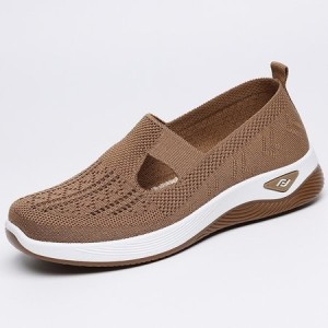 Soft sole breathable lightweight flying woven casual simple women's shoes flat shoes shallow mouth single shoes
