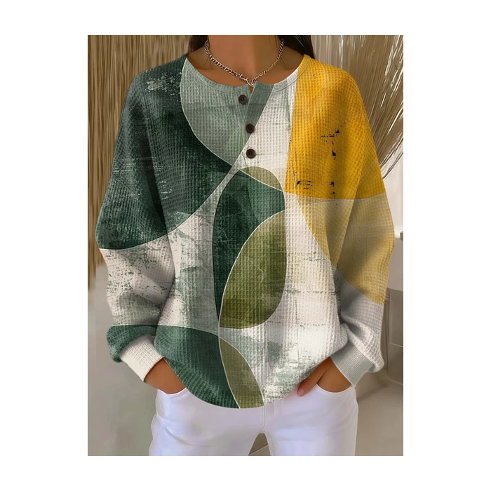 Women Abstract Crew Neck Printing Casual Spring/Fall Long Sleeve Sweatshirt