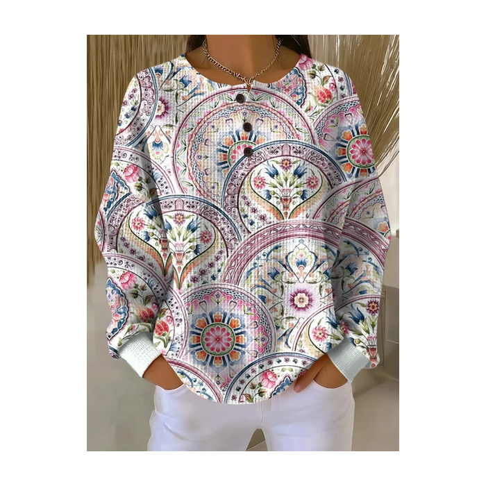 Women Floral Crew Neck Printing Casual Spring/Fall Long Sleeve Sweatshirt