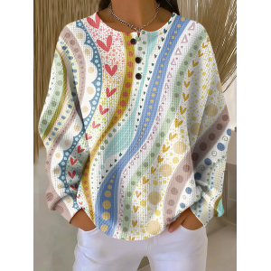 Women Heart/Cordate Crew Neck Printing Casual Spring/Fall Long Sleeve Sweatshirt