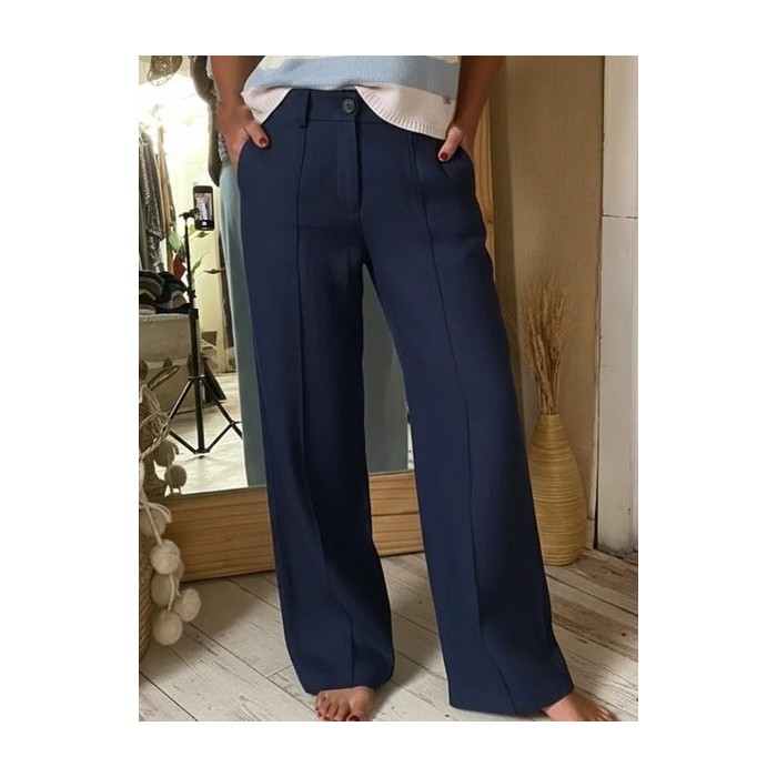 Women Plain Long Buttons Pants Casual Spring/Fall Trousers