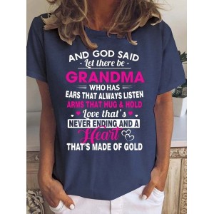 Women Letter Short Sleeve Tee T-shirt Crew Neck Casual Summer Top