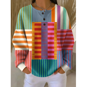 Women Abstract Crew Neck Printing Casual Spring/Fall Long Sleeve Sweatshirt