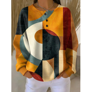Women Abstract Crew Neck Printing Casual Spring/Fall Long Sleeve Sweatshirt