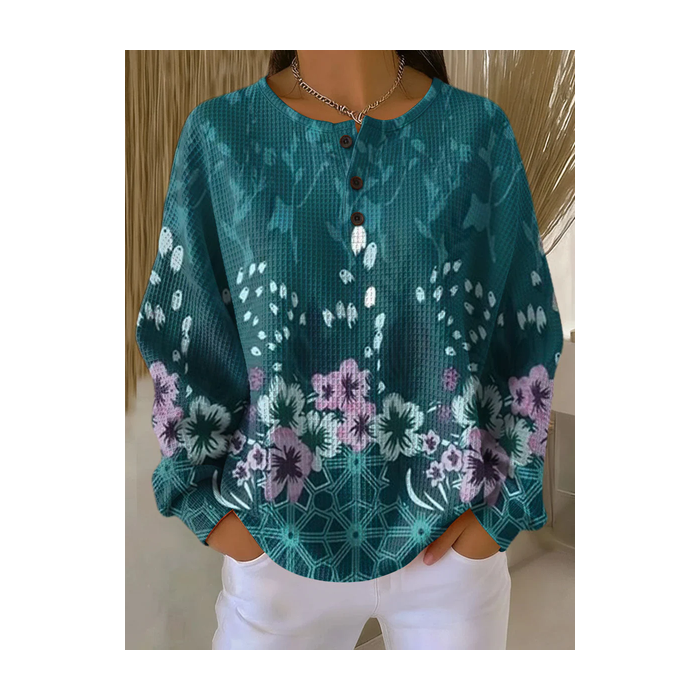 Women Floral Crew Neck Printing Casual Spring/Fall Long Sleeve Sweatshirt