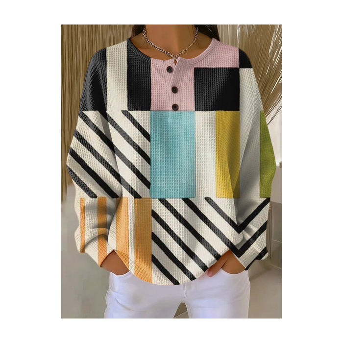 Women Abstract Crew Neck Printing Casual Spring/Fall Long Sleeve Sweatshirt