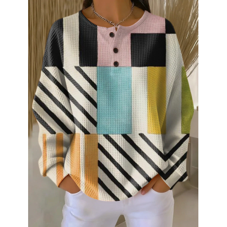 Women Abstract Crew Neck Printing Casual Spring/Fall Long Sleeve Sweatshirt