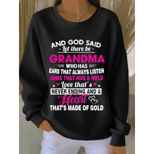 Women Text Letters Crew Neck Printing Casual Spring/Fall Long Sleeve Sweatshirt