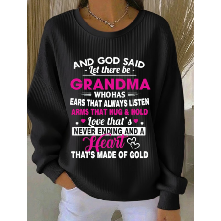 Women Text Letters Crew Neck Printing Casual Spring/Fall Long Sleeve Sweatshirt