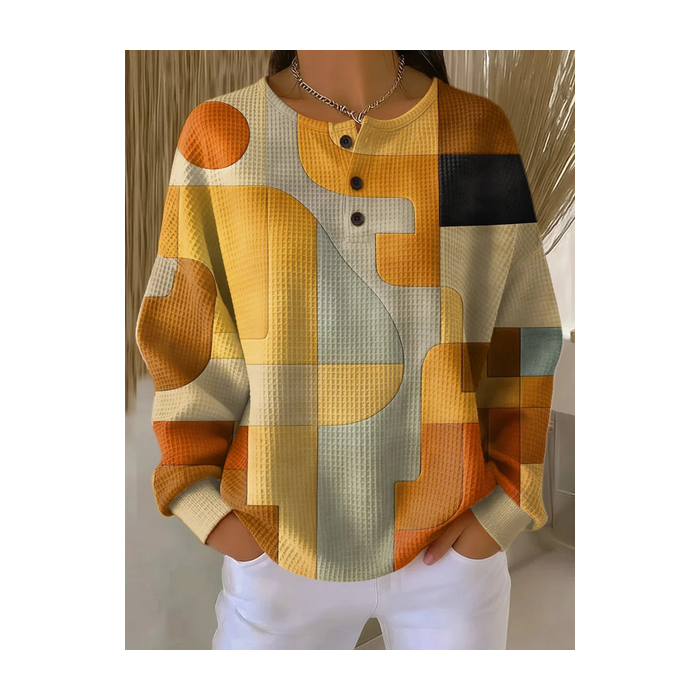 Women Abstract Crew Neck Printing Casual Spring/Fall Long Sleeve Sweatshirt