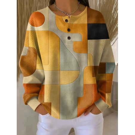 Women Abstract Crew Neck Printing Casual Spring/Fall Long Sleeve Sweatshirt