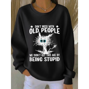 Women Text Letters Crew Neck Printing Casual Spring/Fall Long Sleeve Sweatshirt