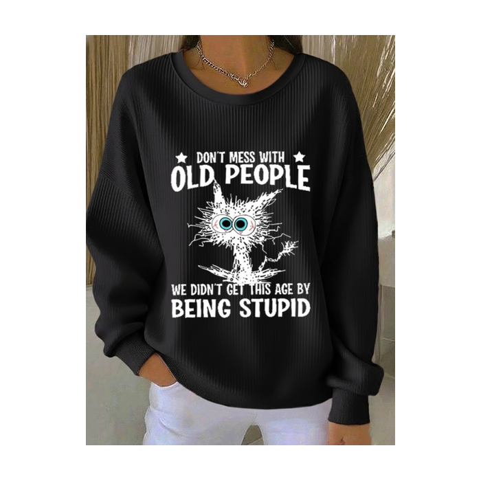 Women Text Letters Crew Neck Printing Casual Spring/Fall Long Sleeve Sweatshirt