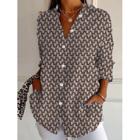 Women's Long Sleeve Shirt Spring/Fall Floral Shirt Collar Daily Going Out Casual Top