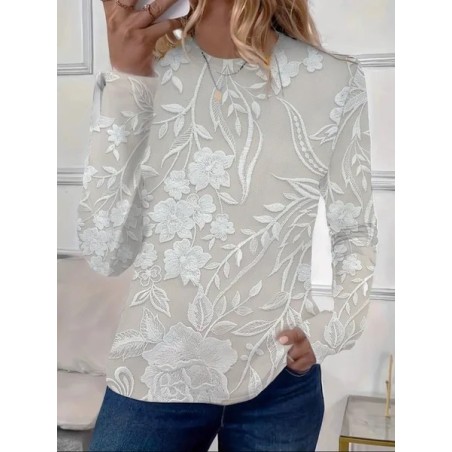 Women's Floral Long Sleeve Tee T-shirt Crew Neck Printing Casual Spring/Fall Graphic Tee Top