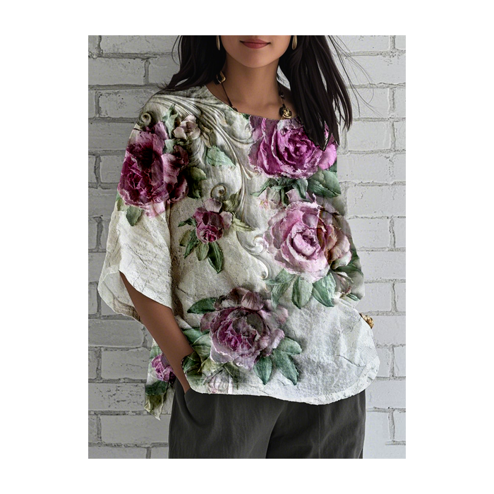 Women's Half Sleeve Tee T-shirt Summer 3D Printing Crew Neck Vintage Top