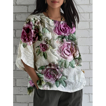 Women's Half Sleeve Tee T-shirt Summer 3D Printing Crew Neck Vintage Top