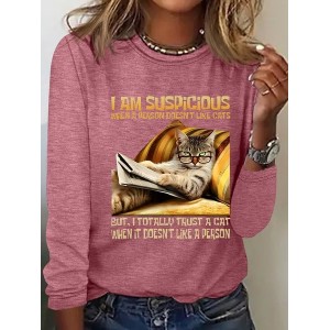 Women's Long Sleeve Blouse Spring/Fall Animal Crew Neck Daily Going Out Casual Top