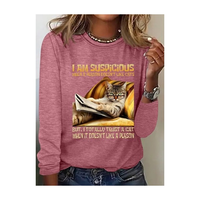 Women's Long Sleeve Blouse Spring/Fall Animal Crew Neck Daily Going Out Casual Top