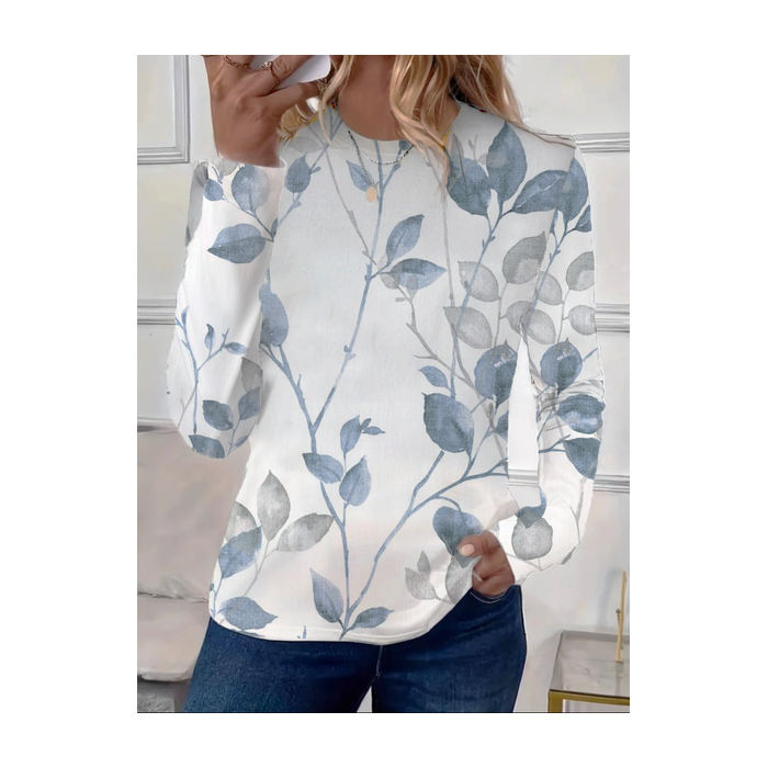Women's Floral Long Sleeve Tee T-shirt Crew Neck Printing Casual Spring/Fall Graphic Tee Top