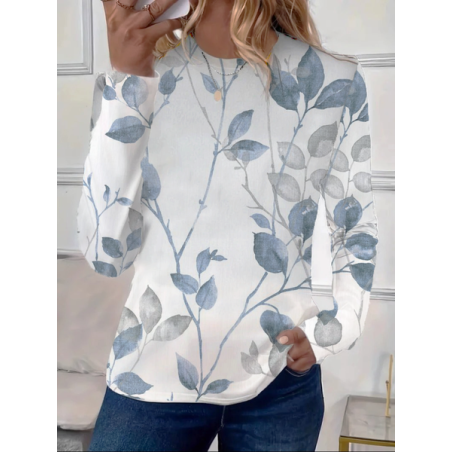Women's Floral Long Sleeve Tee T-shirt Crew Neck Printing Casual Spring/Fall Graphic Tee Top