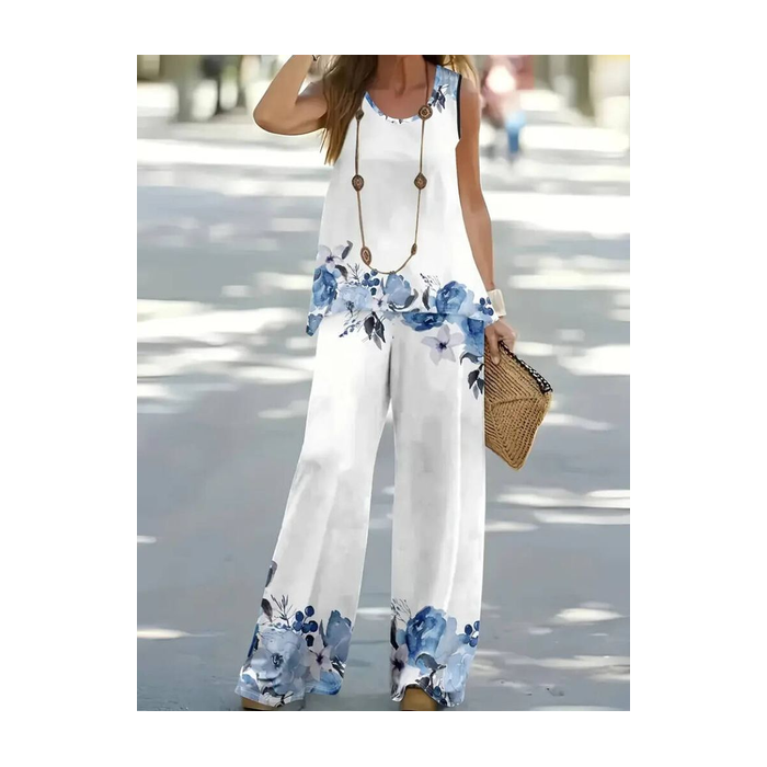 Women Floral Printing Two-Piece Set Daily Sleeveless Casual Summer Multi-Piece Set Matching Set