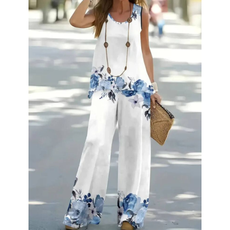 Women Floral Printing Two-Piece Set Daily Sleeveless Casual Summer Multi-Piece Set Matching Set