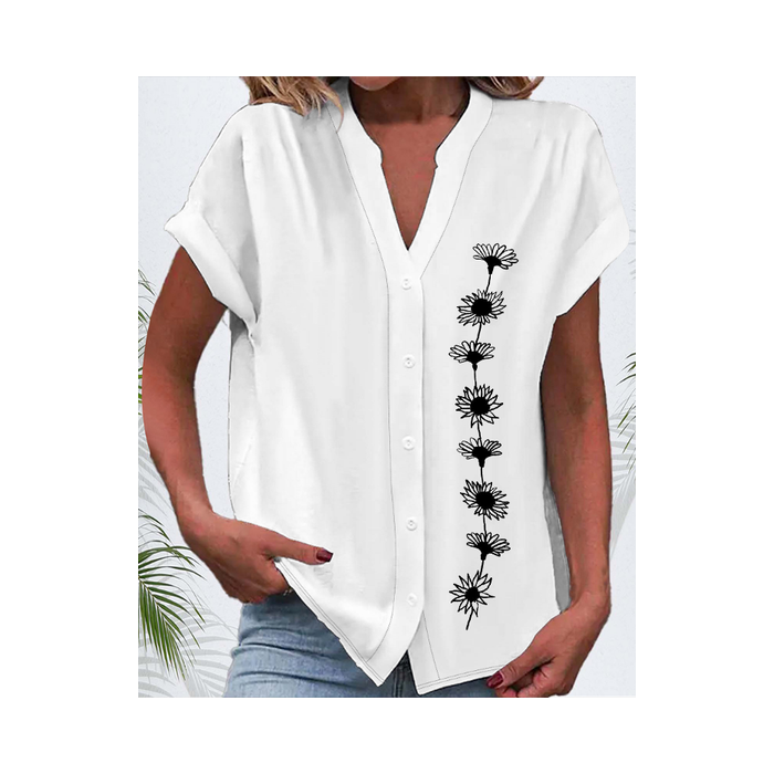 Women's Short Sleeve Shirt Summer Floral Printing V Neck Daily Going Out Casual Top